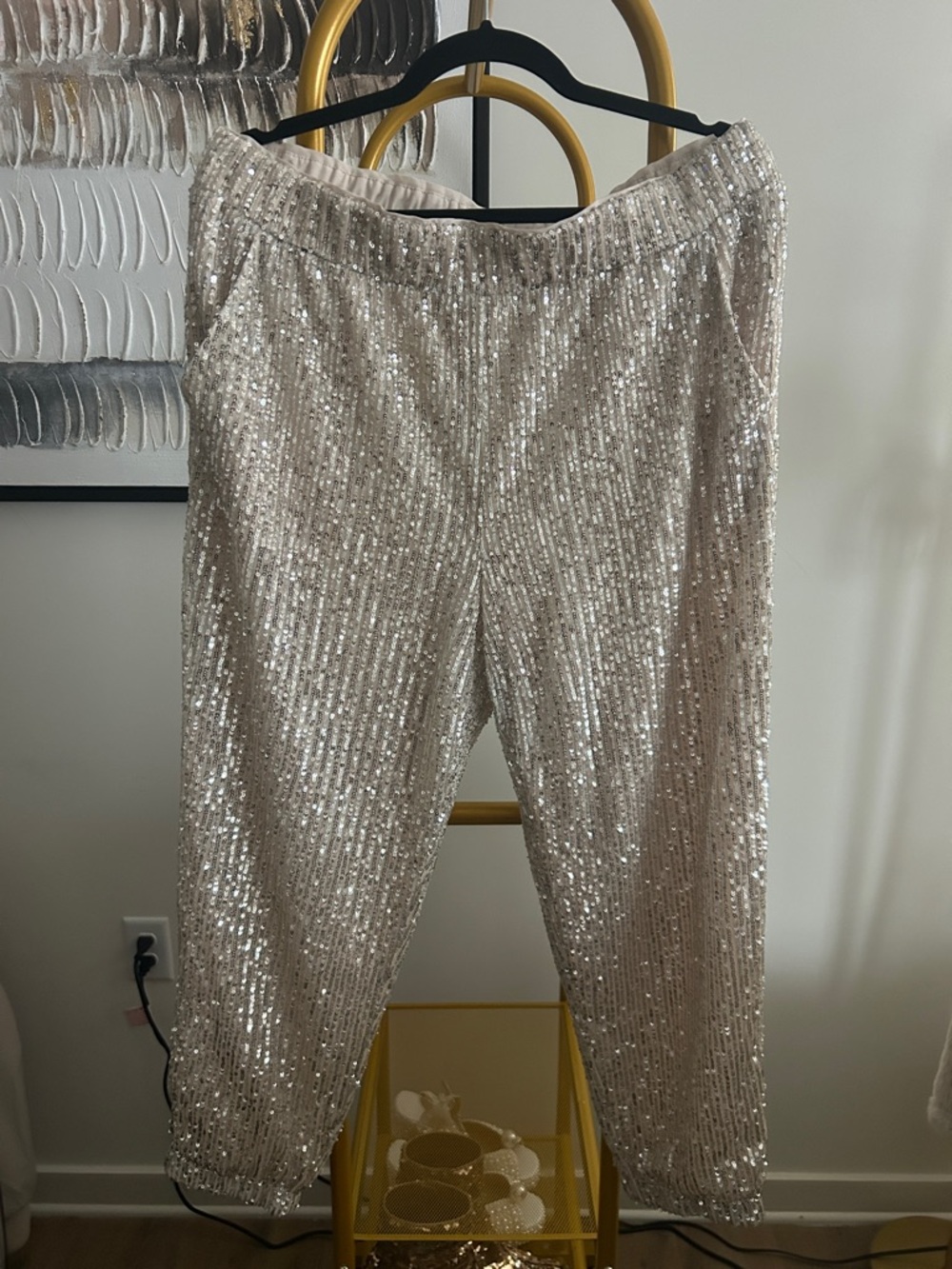 LOFT Silver Sequin Trousers